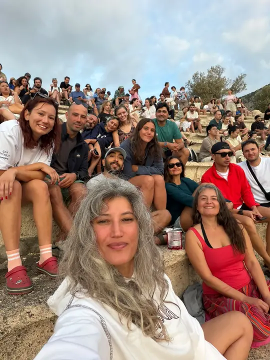 Watching the sunset at the Ancient Theatre in Kaş