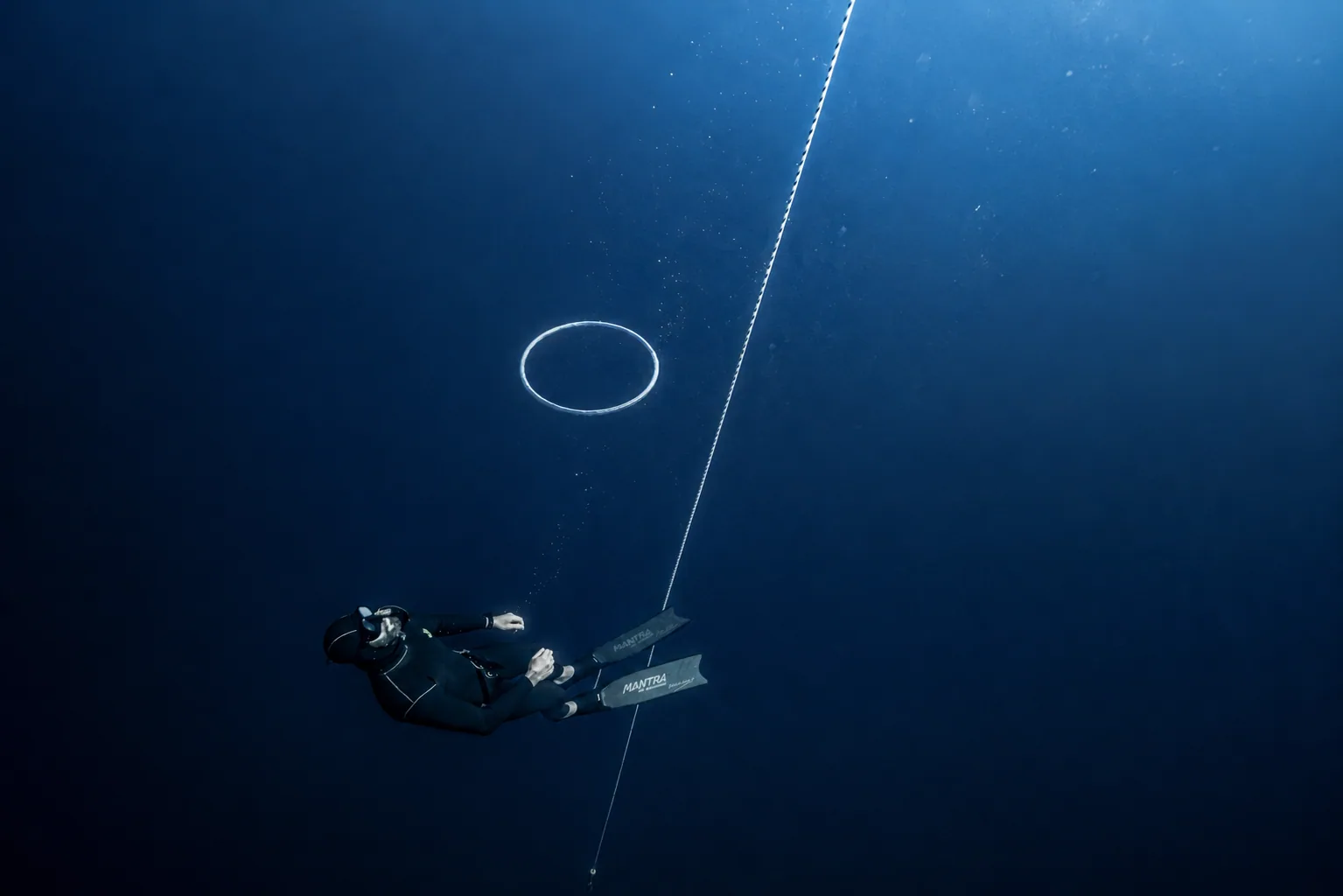 Yellow Life Aquatic freediving buoy at sea in Kaş